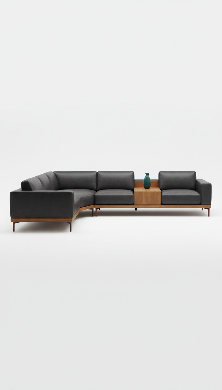 Modular sectional sofa in Italian leather