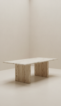Travertine slab dining table